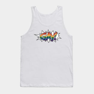 Halftone Gay Pride Typography with Rainbow Flag Background Tank Top